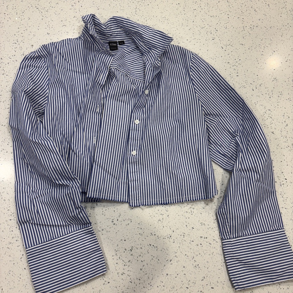 Striped Blue and White Cropped Shirt